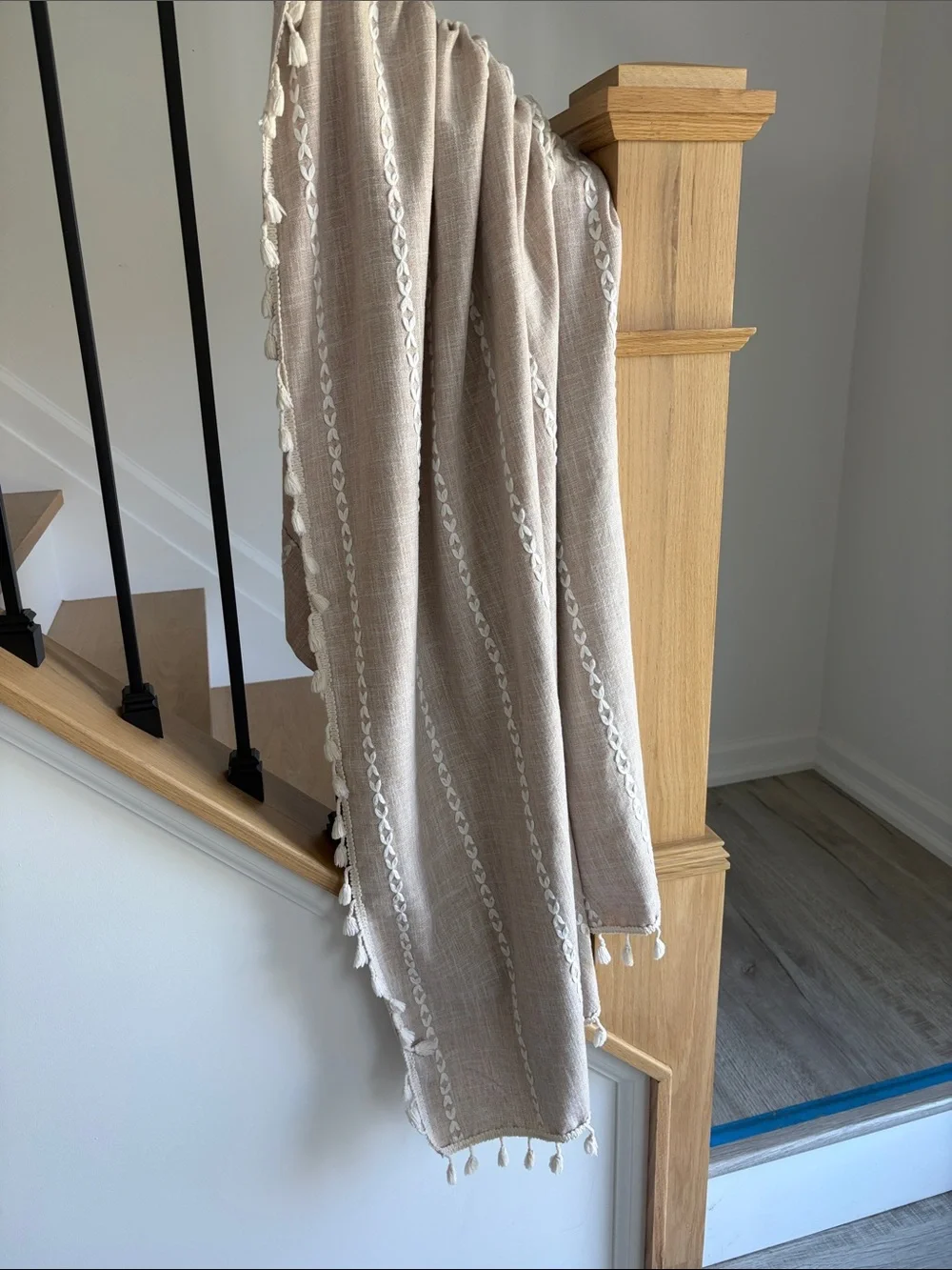 Beige Tassel Embroidered curtains set